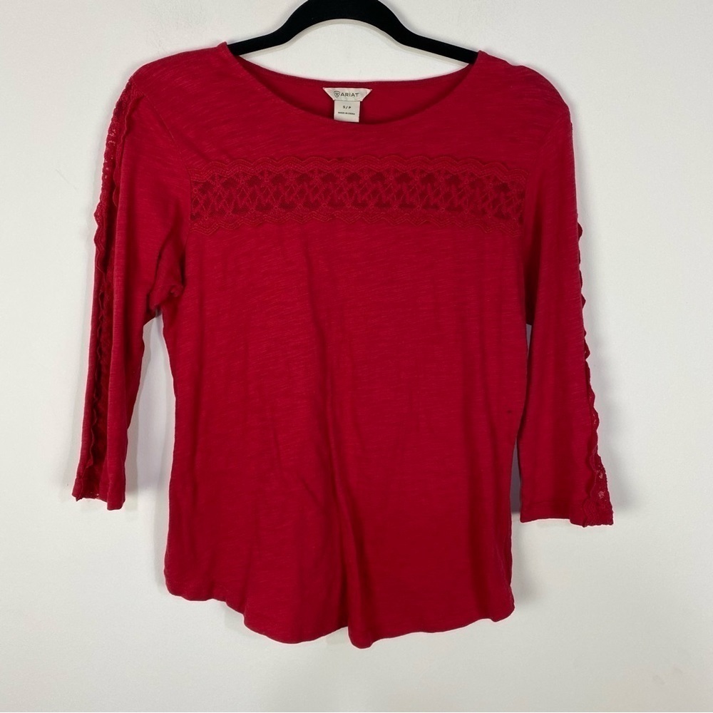 Ariat Red Lace Detail Top Western Rodeo